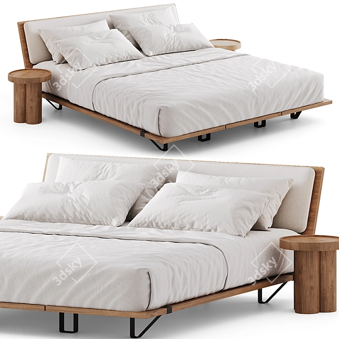 Modern Wood Bed Frame - Corona 3D model image 1