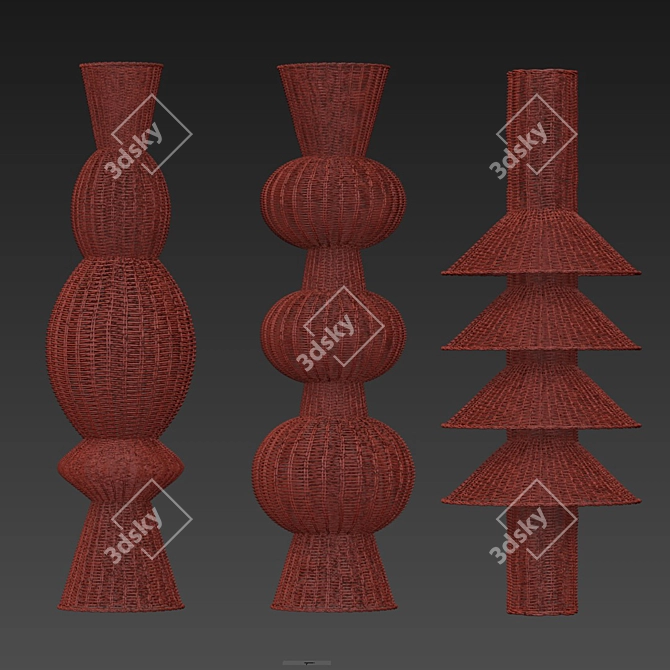 Rattan Sculptures: Handwoven Artistry 3D model image 2