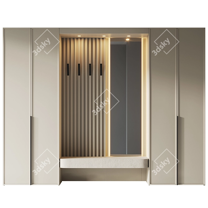 Entryway Furniture Composition: Beige Wood-led 3D model image 2