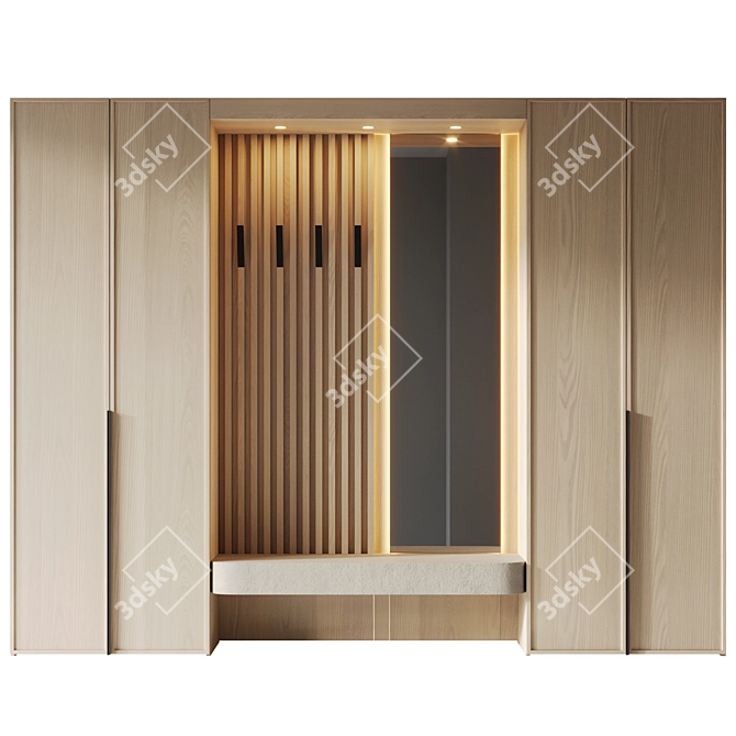 Entryway Furniture Composition: Beige Wood-led 3D model image 4