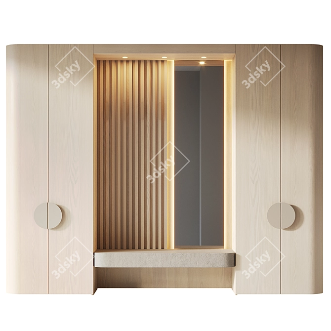 Beige Wood Veneer Entryway Set 3D model image 4