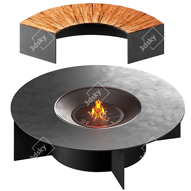 Modern Fire Pit Fireplace Design 3D model image 7