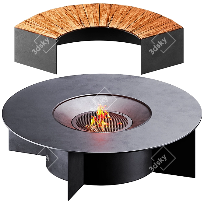 Modern Fire Pit Fireplace Design 3D model image 8