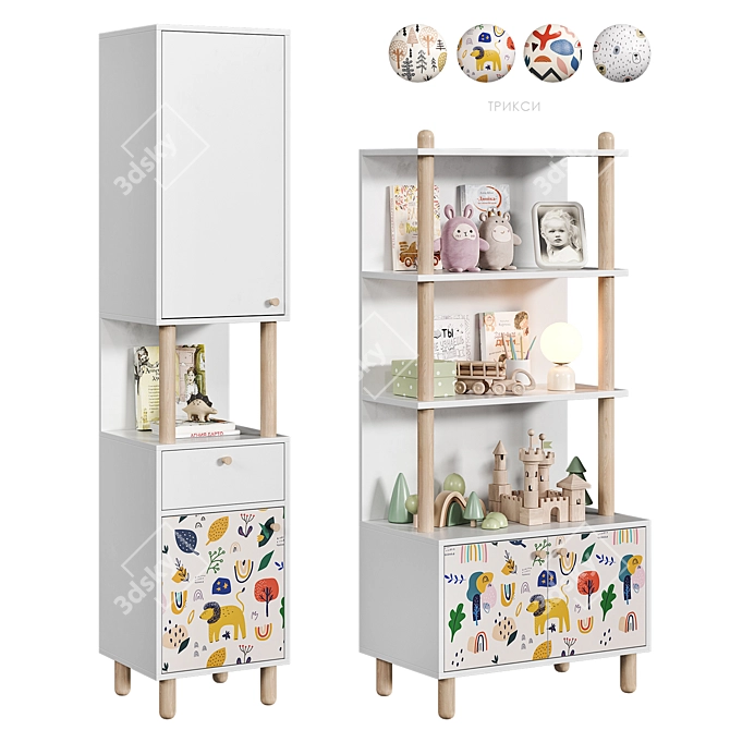 Trixie Kids Bookshelf Collection 3D model image 1