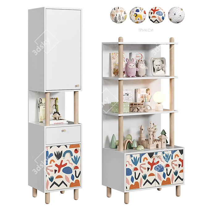 Trixie Kids Bookshelf Collection 3D model image 5