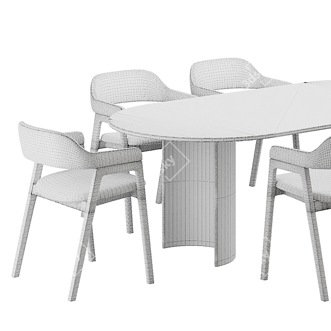 Modern Dining Table and Chairs 3D model image 6