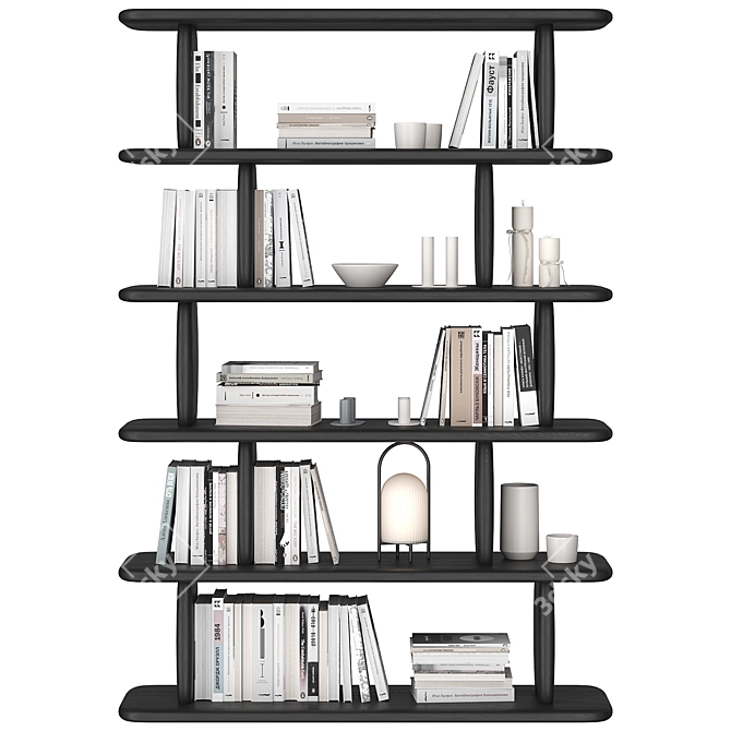 Modern Oak Bookshelf Sculpture 3D model image 4