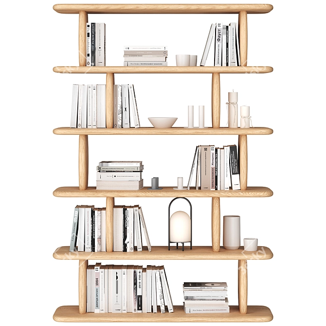 Modern Oak Bookshelf Sculpture 3D model image 5