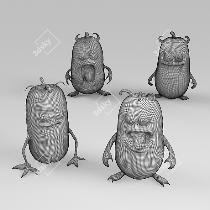 Cute Monster Cucumber Figures 3D model image 6