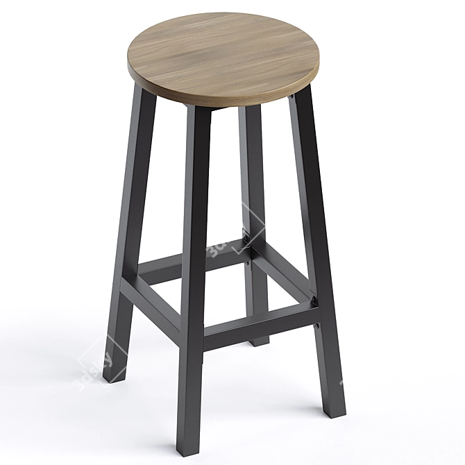 Industrial Style Metal Counter Stool 3D model image 2