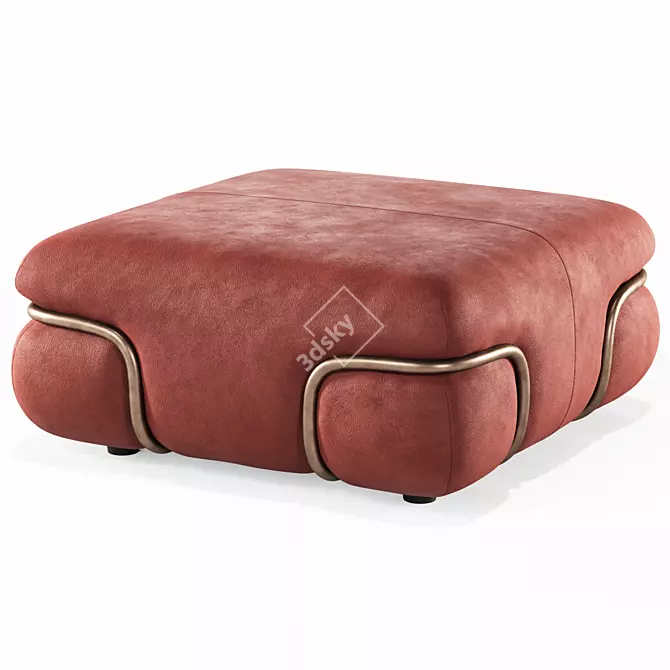 Luxurious Italian Leather Pouf 3D model image 2