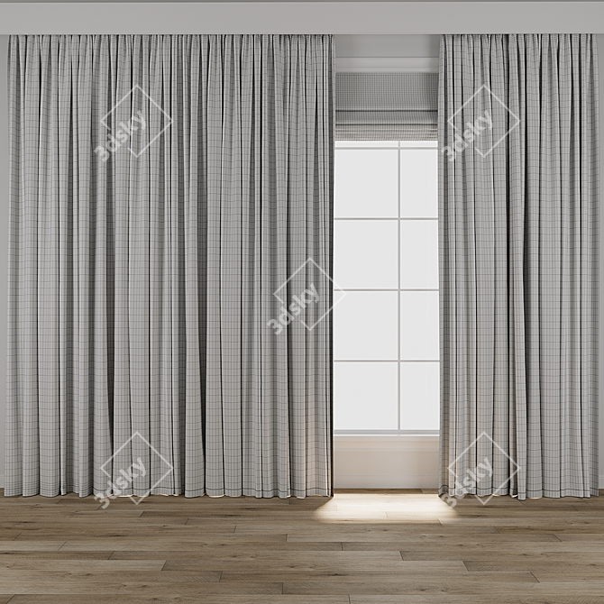 Vintage Curtain 3D Model Kit 3D model image 3