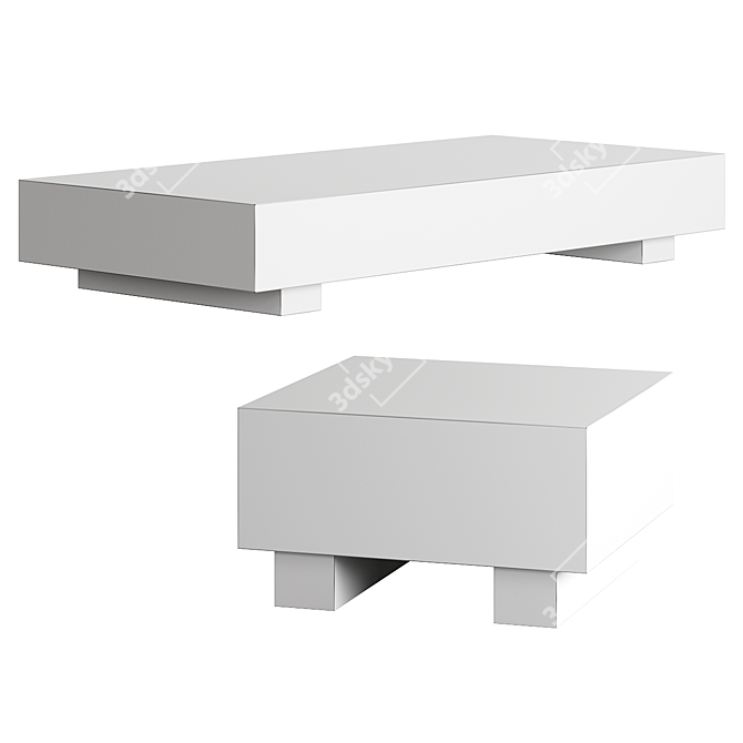 Marbled Architectural Grey Coffee Table 3D model image 4
