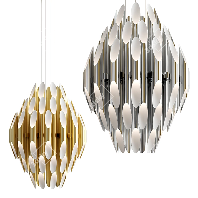 Triple Sphere Chimes Chandelier 3D model image 1