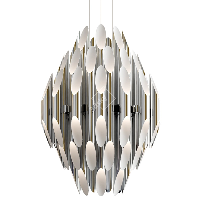 Triple Sphere Chimes Chandelier 3D model image 2