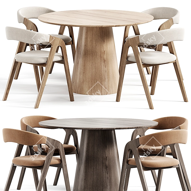 Elegant Monti Chair and Lori Dining Table 3D model image 1