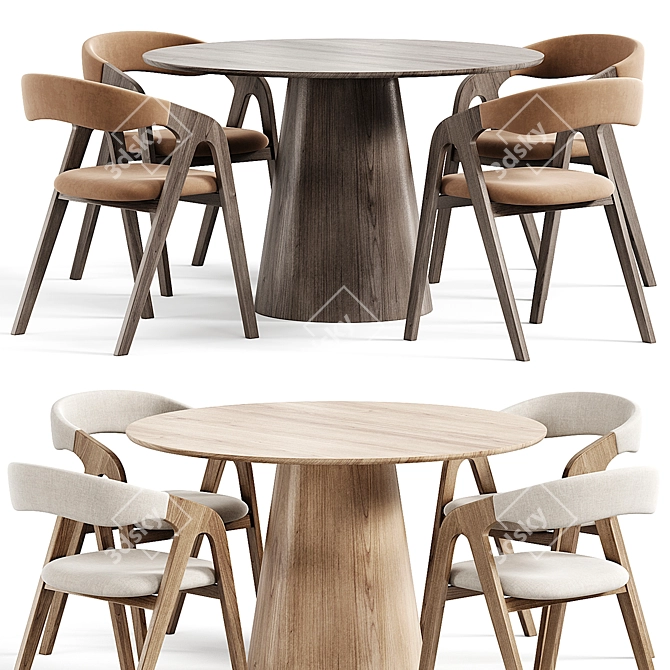 Elegant Monti Chair and Lori Dining Table 3D model image 5