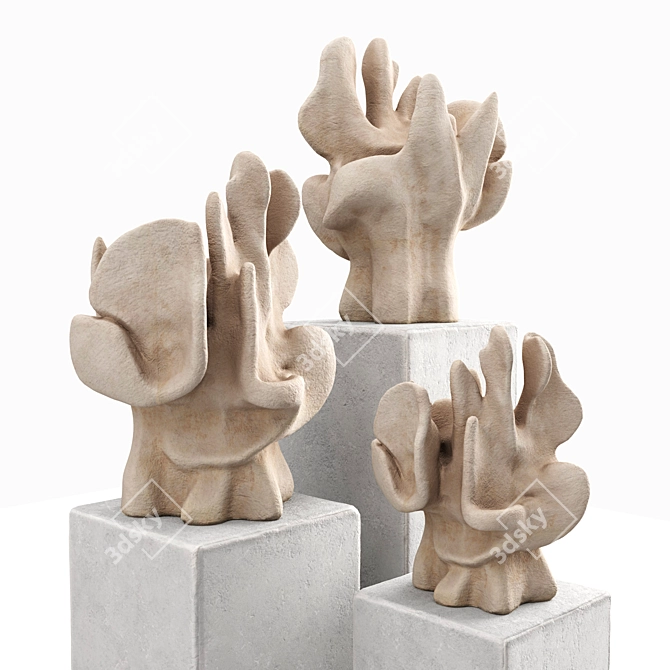 Coral Metal Plaster Art Sculptures 3D model image 4