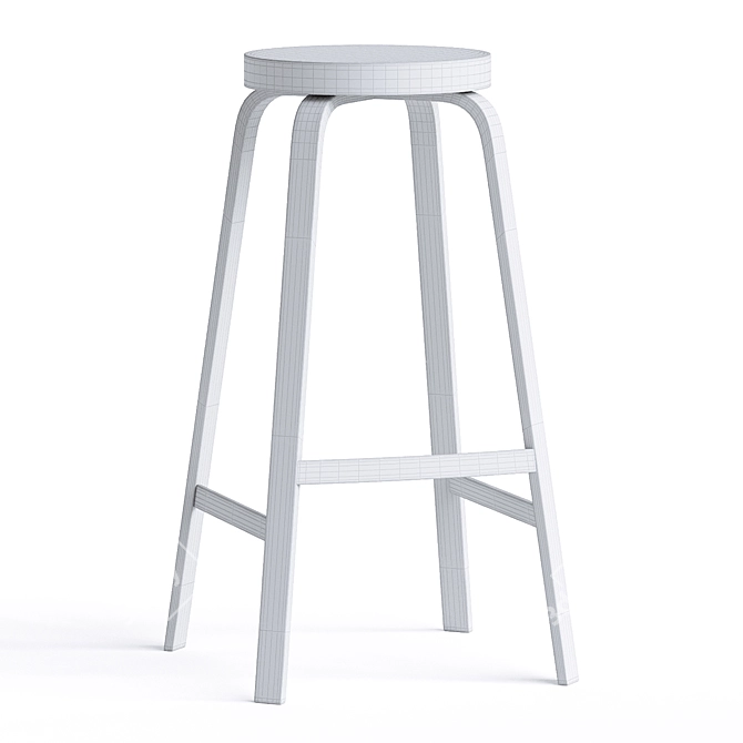 Solid Wood Counter Stool White 3D model image 3