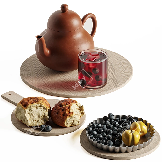 Blueberry Bliss Decorative Tea Set 3D model image 3