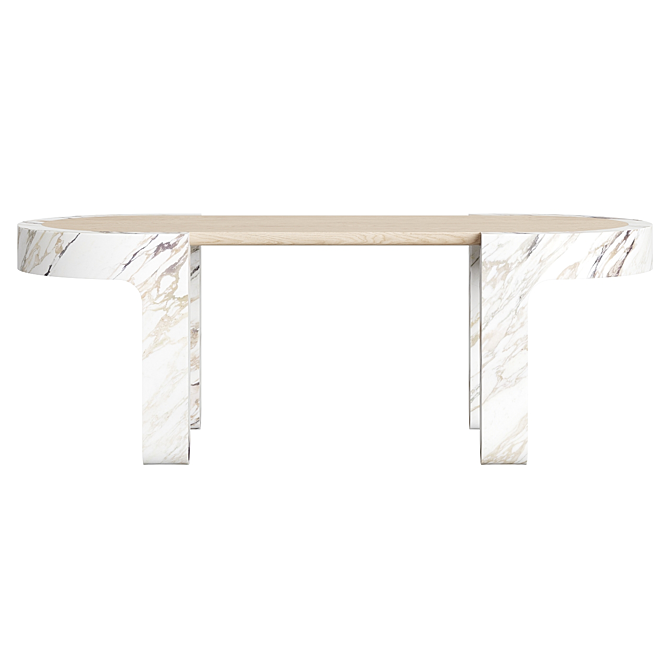 Elegant Marble Wood Coffee Table 3D model image 6