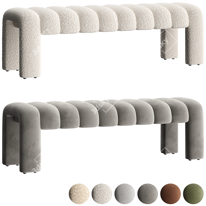 Stylish Willis Bench Boucle Natural 3D model image 2