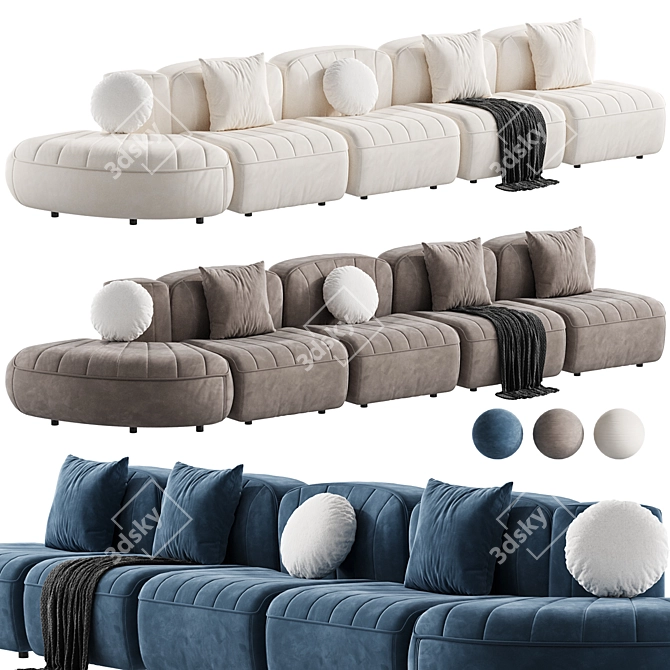 Italian Designed Modular Sofa Group 3D model image 1