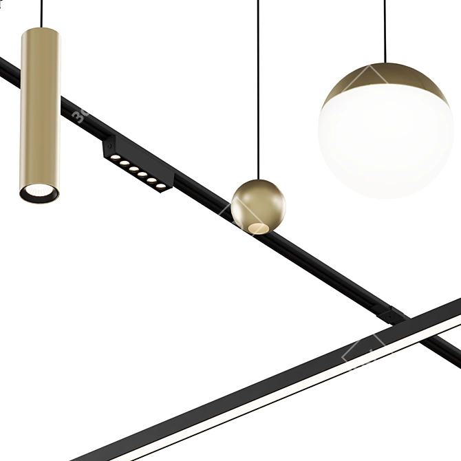 Trilo Track Lighting Set with Multiple Fixtures 3D model image 5