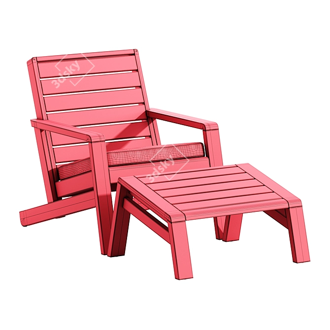 Solid Wood Adirondack Chair Set 3D model image 6