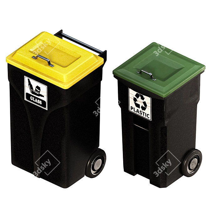 Premium 3D Trash Bin Model 3D model image 3