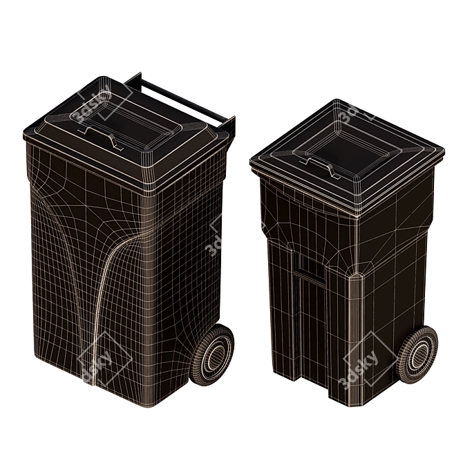 Premium 3D Trash Bin Model 3D model image 2