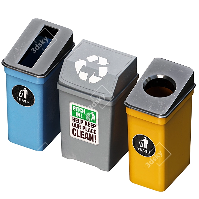 Modern Trash Bin 4K Texture 3D model image 1