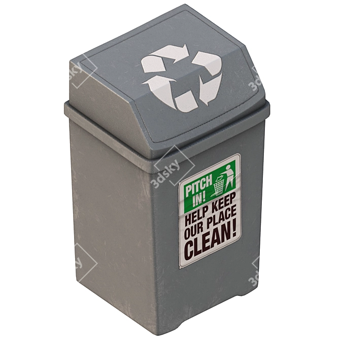 Modern Trash Bin 4K Texture 3D model image 2