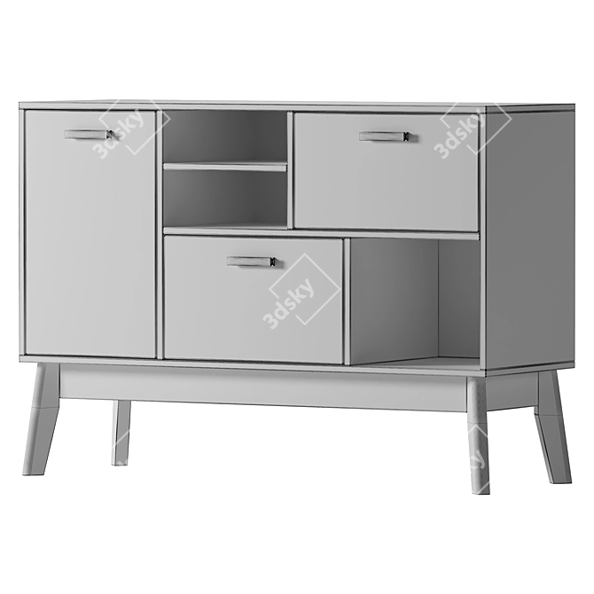 Nordic 2 White Wood Sideboard 3D model image 2