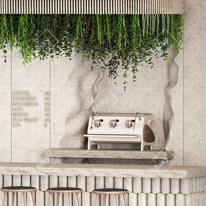 Reception Desk with Hanging Plants 3D model image 3