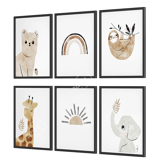 Children's Canvas Art Collection 3D model image 6