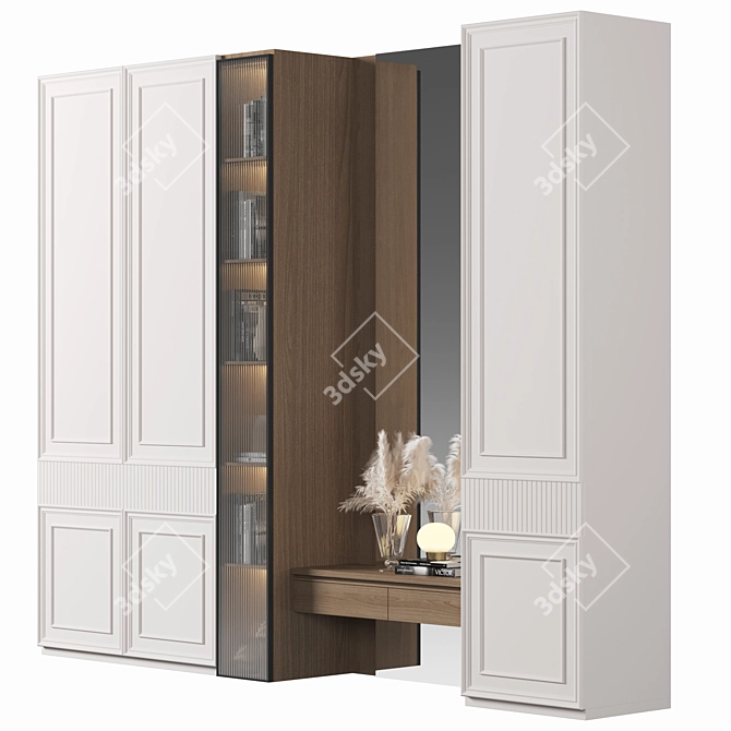 Modern Wood Wardrobe 3D Model 3D model image 1