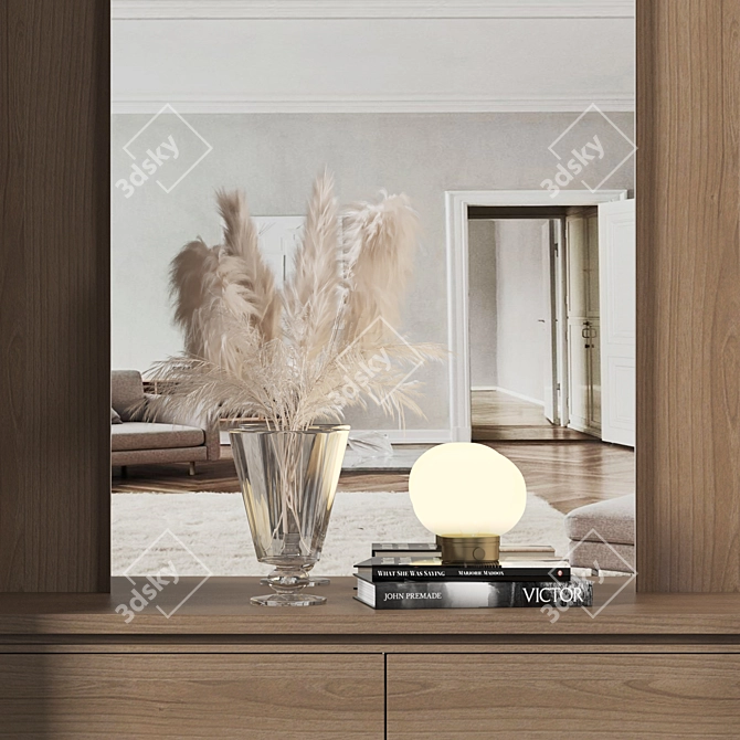 Modern Wood Wardrobe 3D Model 3D model image 3