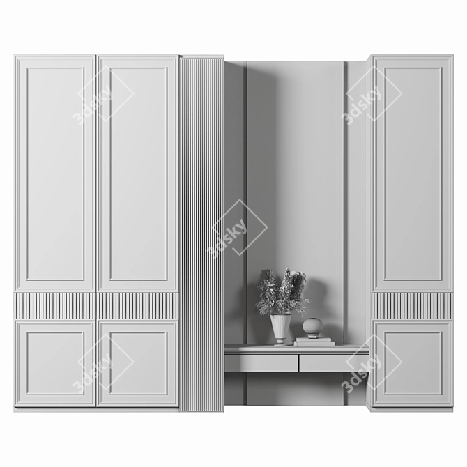 Modern Wood Wardrobe 3D Model 3D model image 4