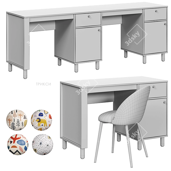 Trixie Kids' Writing Desk 3D model image 5