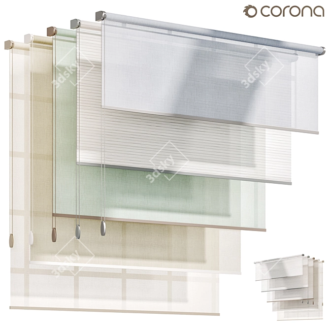 Roller Blinds Curtains 06, Рулонные шторы 3D model image 1