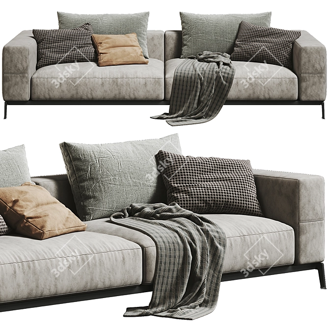 Modern Flexform 2-Seater Sofa Set 3D model image 3