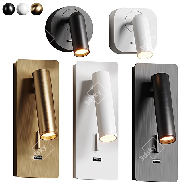 Sleek White Pendant Wall Lamps 3D model image 1
