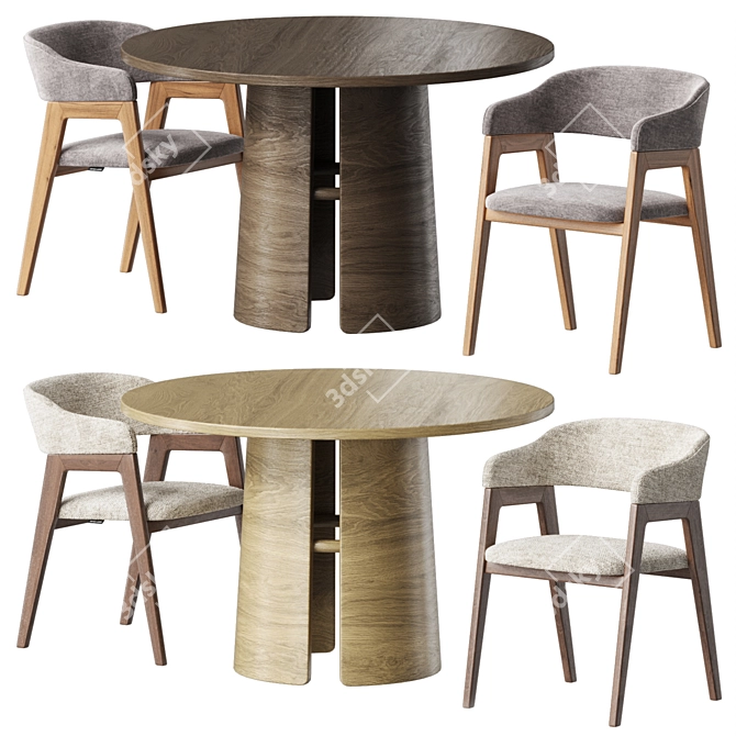 Customizable Chelsea Chair and Laura Table 3D model image 1