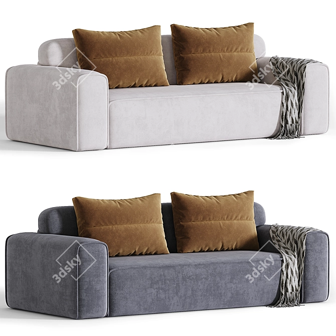 Luxurious Viena Velvet Sofa 3D model image 1