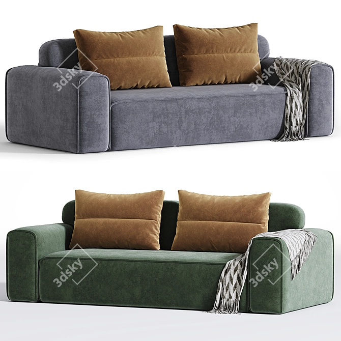 Luxurious Viena Velvet Sofa 3D model image 3