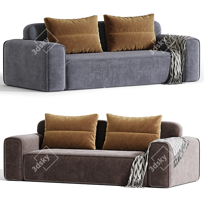 Luxurious Viena Velvet Sofa 3D model image 4