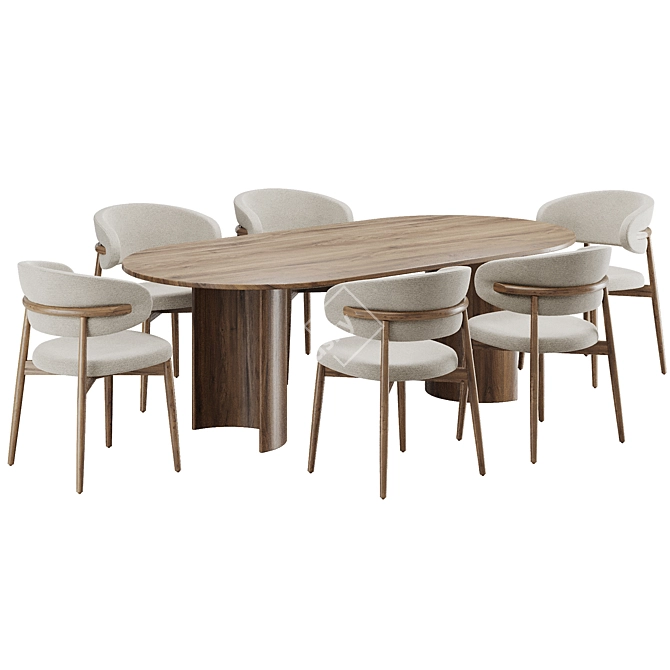 Modern Dining Chair & Table 3D model image 3