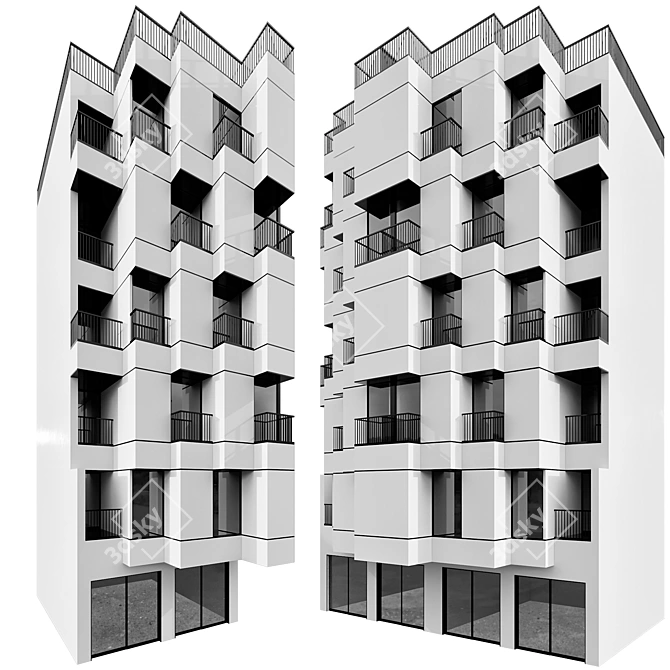 Multi-Level Building Model Pack 3D model image 1