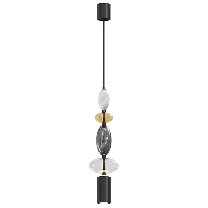  Adjustable Monochrome Pendant Light 3D model image 2